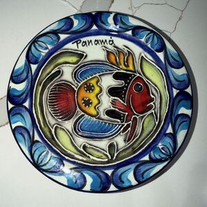 Panama Ceramica Garcia SR Hand Crafted Tropical Fish Decorative Plate 7 inch
